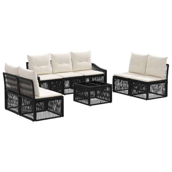 vidaXL Gartensofa-set 8-teilig Schwarz Poly-Rattan, 3435976