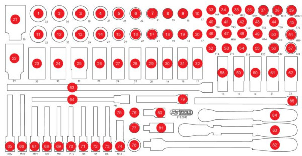KS Tools Leere Schaumstoffeinlage zu 813.0085, 813.0085-97