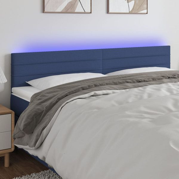 vidaXL LED Kopfteil Blau 200x5x78/88 cm Stoff, Top-Qualität, 3121780
