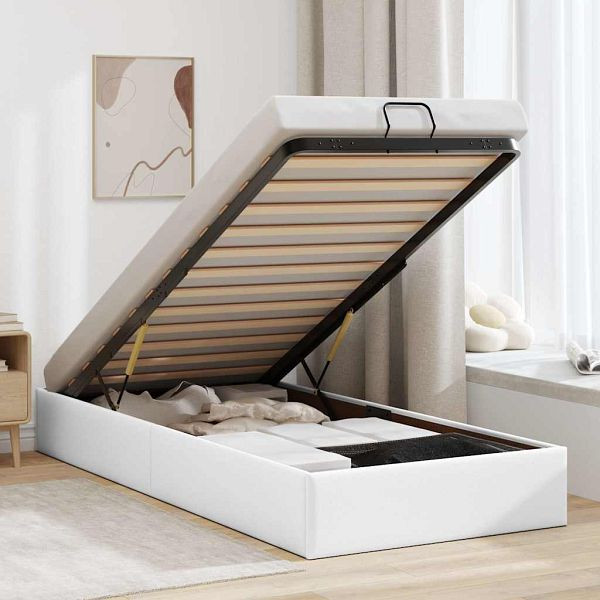vidaXL Ottoman-Bett ohne Matratze Weiß 100x200 cm Kunstleder, 3310785