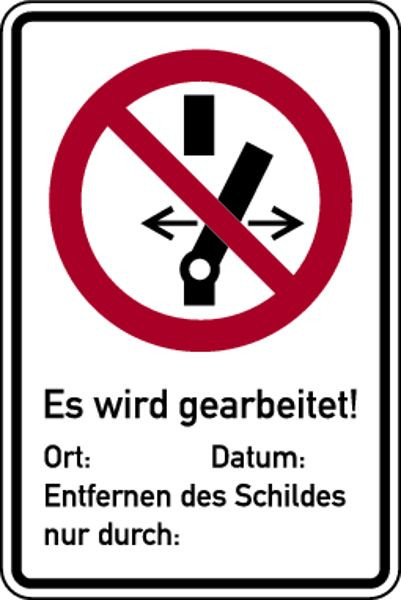 Schilder Klar Kombinationsschild Nicht schalten / Es wird gearbeitet DIN EN ISO 7010, 200x300x1.5 mm Kunststoff, 1365/71