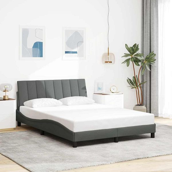 vidaXL Bettgestell ohne Matratze Dunkelgrau 140x190 cm Stoff, 3310385