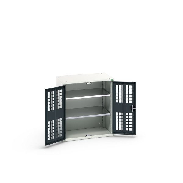 bott verso Flügeltürschrank mit Belüftung, mit 2 Fachböden, BxTxH: 800 x 550 x 900 mm, Lichtgrau / Anthrazitgrau, 16926741.19