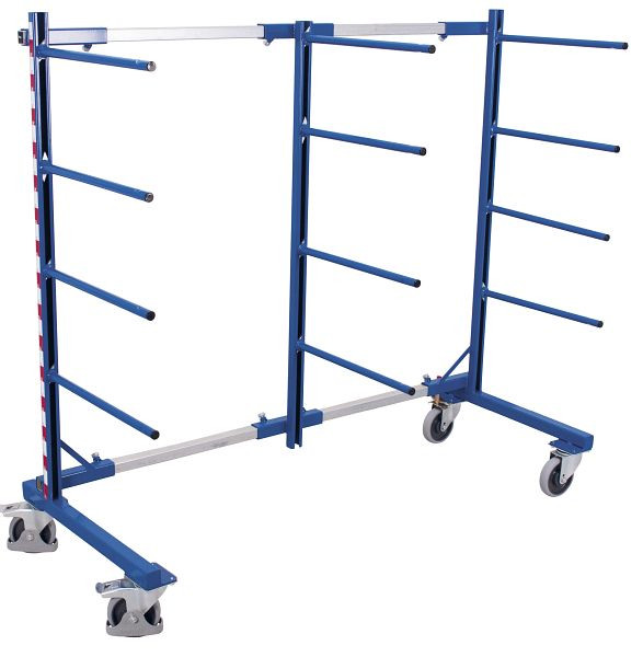 VARIOfit Tragarmwagen einseitig, Außenmaße: 840 - 2.200 x 800 mm, RAL 5010 enzianblau, sw-210.006