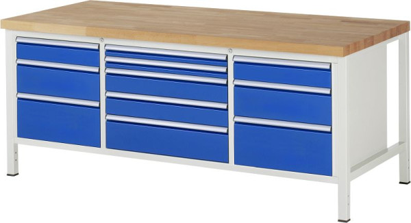 RAU Werkbank Serie 8000 - Modell 8758, B2000 x T900 x H840 mm, Systemunterbau B1990 x T850 x H800 mm, 03-8758A2-209B4S.11
