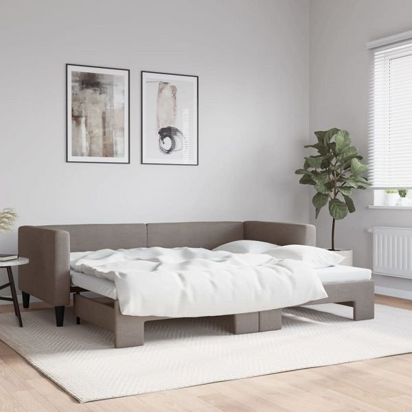 vidaXL Tagesbett Ausziehbar Taupe 90x200 cm Stoff, 3196581