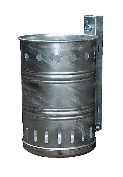 Renner Abfallbehälter ca. 20 L, gelocht, zur Wand- und Pfostenbefestigung, feuerverzinkt, 7003-00FV
