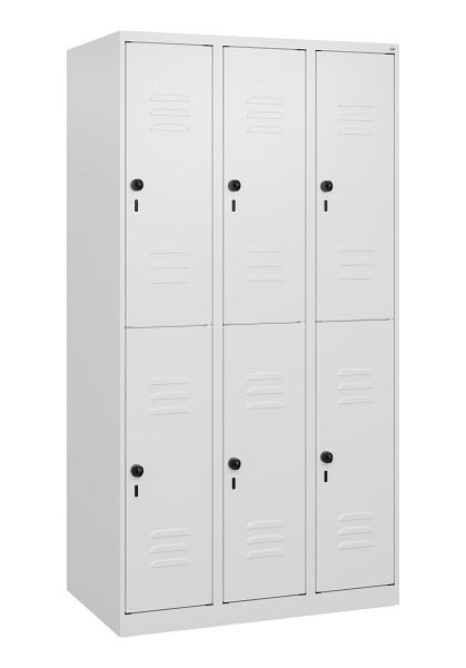 C+P Doppelstöckiger Spind Classic PLUS, 3 Abteile, 1700x900x500mm, 9016/9016, Drehriegel, 0803007-30 S10012