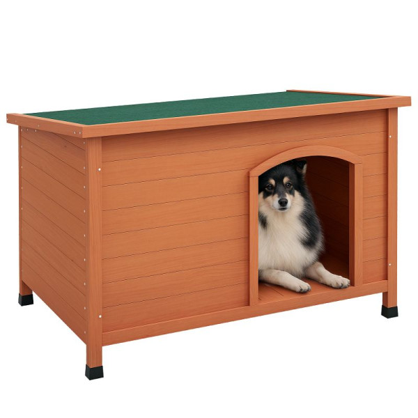 PawHut Hundehütte aus Holz XXL 100 x 65,5 x 68 cm, Braun + Grün, D02-173V00OG