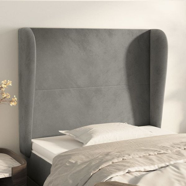 vidaXL Kopfteil mit Ohren Hellgrau 103x23x118/128 cm Samt, 3117718
