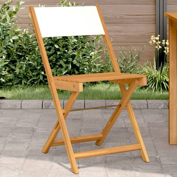 vidaXL Bistrostühle 2 Stück Cremeweiß Massivholz Akazie & Stoff, 367681