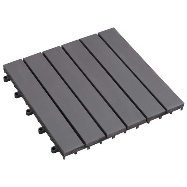 vidaXL Terrassenfliese 10-teilig Grau 30 x 30 cm Akazien-Hartholz, 42046711
