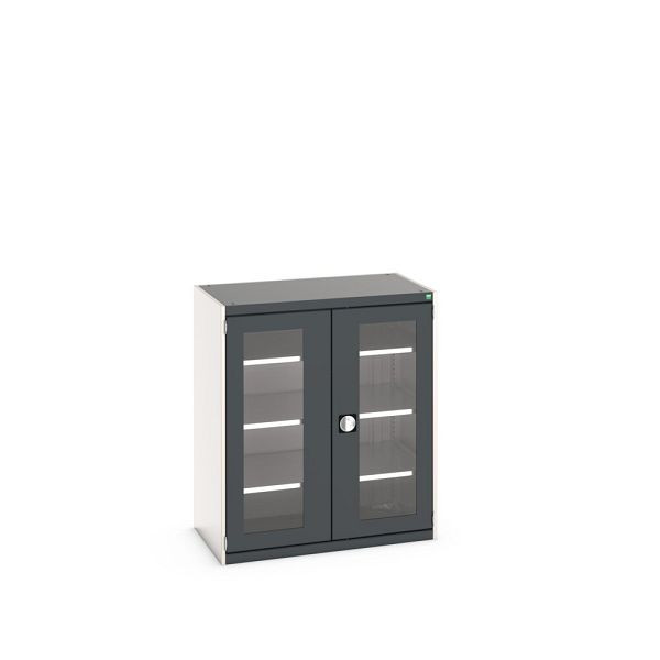 bott cubio Sichtfensterschrank bestückt, mit 3 Fachböden, BxTxH: 1050x650x1200mm, Anthrazitgrau, 40021131.19V