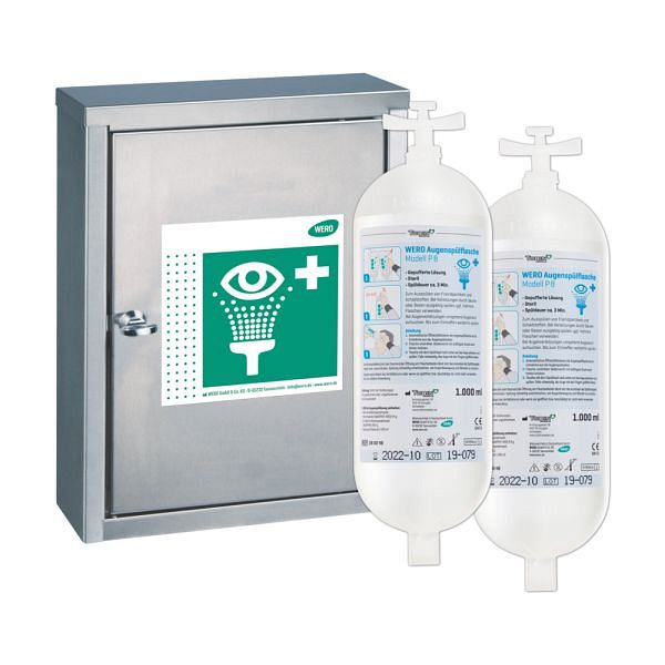 WERO Augenspülstation V4A gefüllt 2x Augenspülflaschen P8 1000 ml, 280047