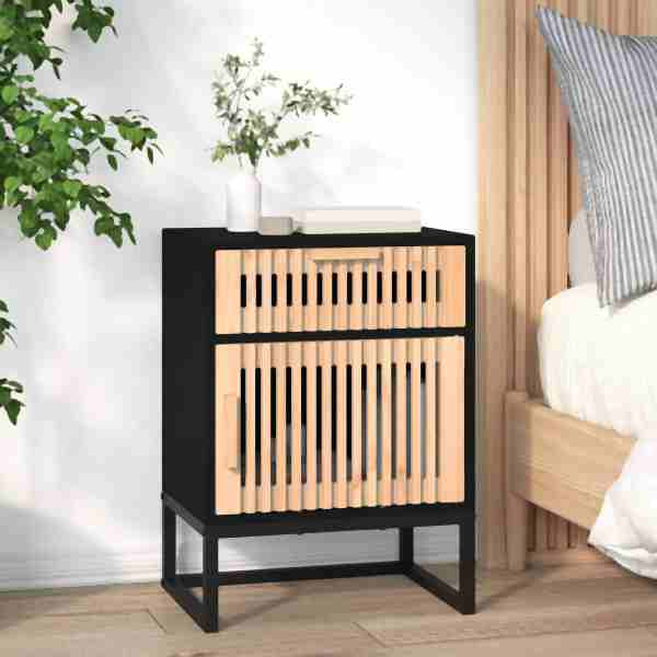 vidaXL Nachttisch Schwarz 40x30x55,5 cm Holzwerkstoff & Eisen, 352093