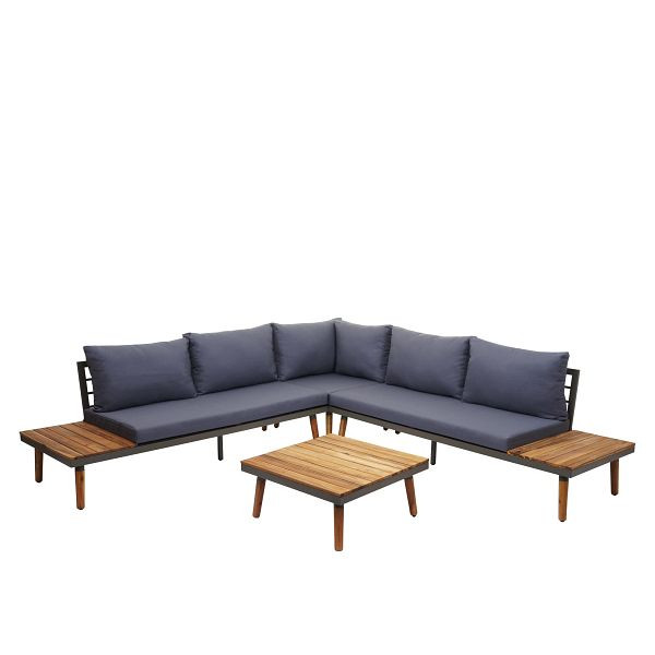Mendler Garten-Garnitur HWC-E97, Garnitur Sitzgruppe Lounge-Set Sofa, Akazie Holz, grau, 69081+69082