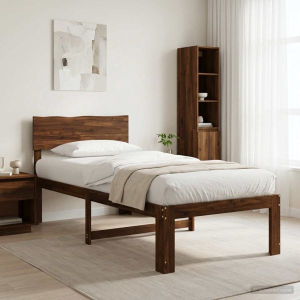 vidaXL Einzelbettgestell mit Kopfteil ROSTOCK Dunkelbraun 90 x 190 cm, 903356