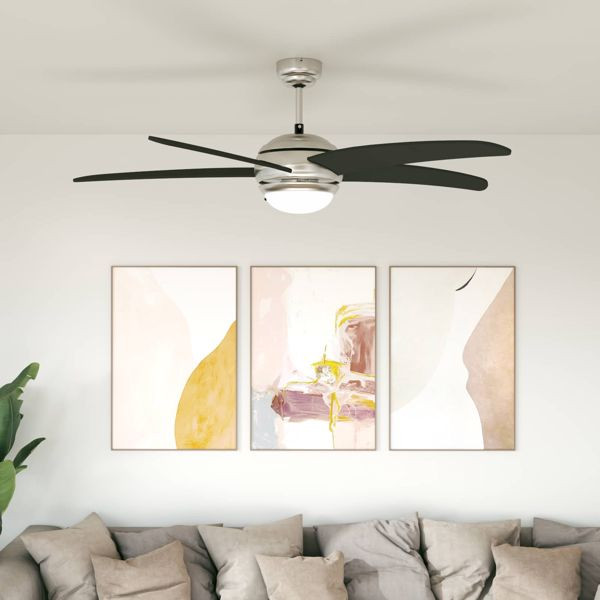 vidaXL Deckenventilator mit Licht und Fernbedienung Ø 130 cm Schwarz, 42035658