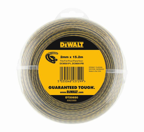 DeWalt Trimmerfaden aus 2-Komponenten-Kunststoff 15,2 m / 2,0 mm, DT20650-QZ