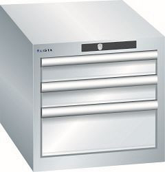 LISTA Schubladenschrank 18x27E (BxTxH) 411x572x383mm KEY Lock, Lichtgrau, 3 Schubladen, Fronthöhen: 75 - 150 mm, 78.408.020