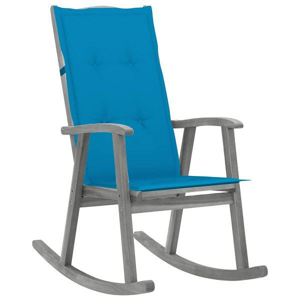 vidaXL Schaukelstuhl mit Auflage Grau Massivholz Akazie, 3064213