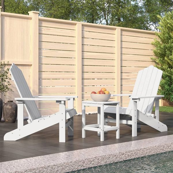 vidaXL Adirondack-Gartenstühle mit Tisch HDPE Weiß, 3095704