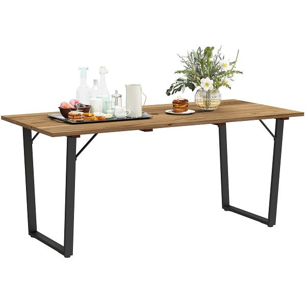 Outsunny Gartentisch Holz 175x80 cm Wetterfest Balkontisch mit Schirmloch für 6 Personen Braun, 84G-817V00BN