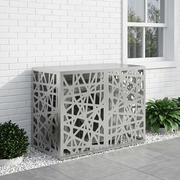 vidaXL Klimaanlagenabdeckung Silber 100 x 50 x 70 cm Verzinkter Stahl, 8014162