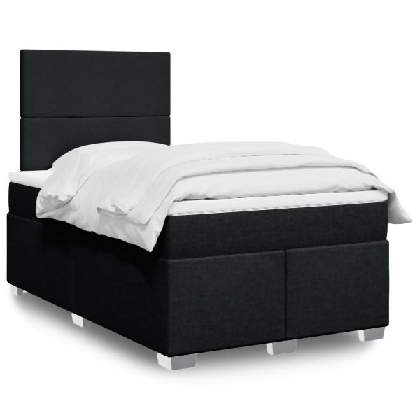 vidaXL Boxspringbett mit Matratze Schwarz 120x190 cm Stoff, 3292722