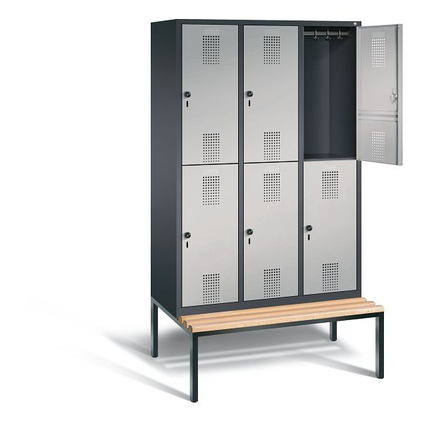 C+P Spind doppelstöckig Evolo, H2090xB1200xT815mm, Farbe: Schwarzgrau / Weißaluminium, 48350-32 S10018