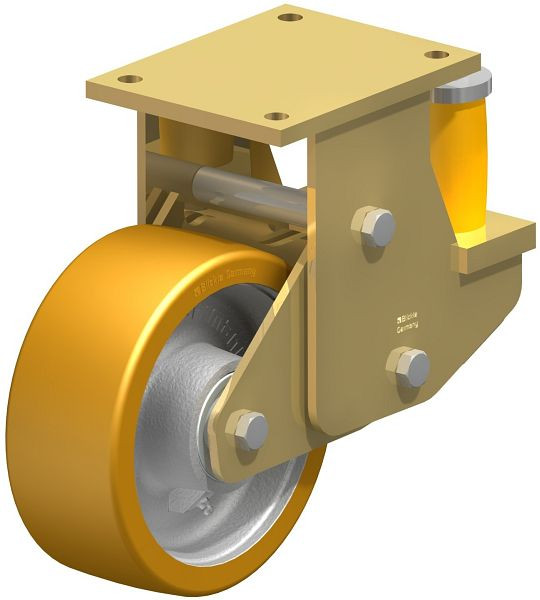 Blickle BSFE-GTH 202K Stahlgeschweißte Schwerlast-Bockrolle mit Polyurethanfeder, Blickle Extrathane®, Hellbraun, 604934