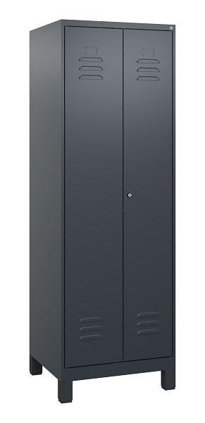 C+P Umkleidespind Classic PLUS, Doppel-Spind, Füße, 2 Abteile, 1800x600x500mm, 7016/7016, Zylinderschloss, 0800127-20P S10027
