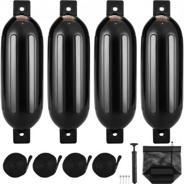 VEVOR Fender-Set 4 Aufblasbare Bootsfender 13,97x50,8 cm, Montage horizontal/vertikal, inkl. Nadeln, Seilen, Tasche, UV-geschützt, CYHX4JZ55YCTDUAARV0
