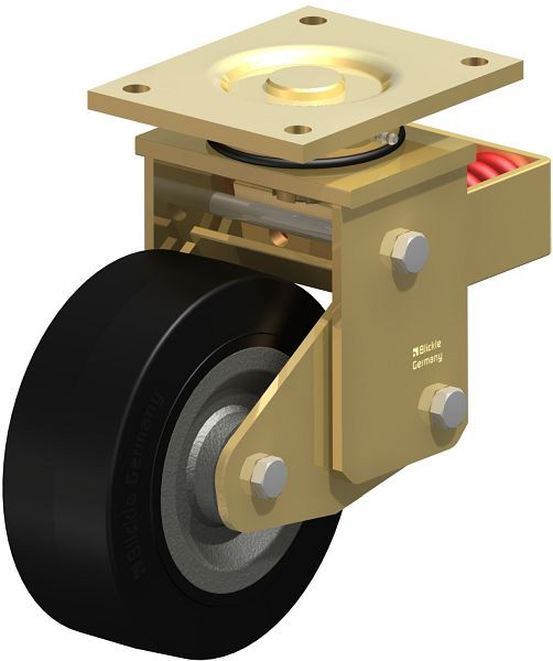 Blickle LSFN-SE 202K Stahlgeschweißte Schwerlast-Lenkrolle mit Stahlfeder, Elastik-Vollgummi, Schwarz, 238485