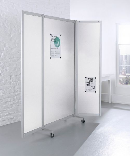 BST Mobil-Stellwand, Metall weiss, Design 3-teilig, 1000(2000)x24(450)x1980, SCREEN M10019-M