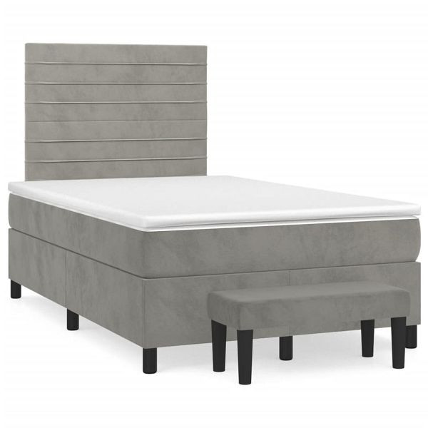 vidaXL Boxspringbett mit Matratze Hellgrau 120x190 cm Samt, 3270475