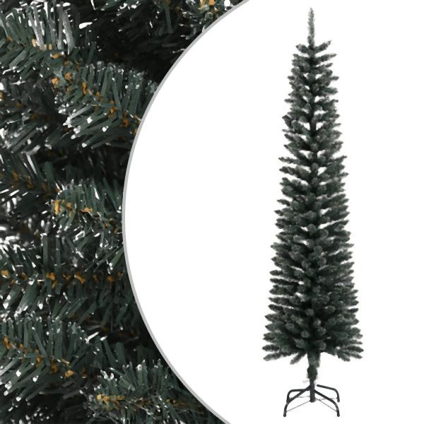 vidaXL Künstlicher Weihnachtsbaum mit Ständer Schlank Grün 210 cm PVC, 345186