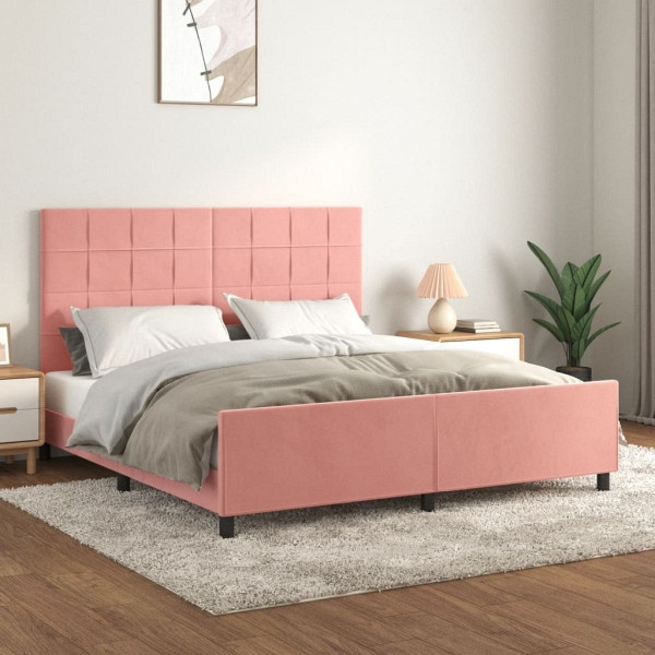 vidaXL Bettgestell mit Kopfteil Rosa 180x200 cm Samt, 3125774