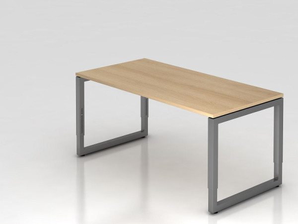 Hammerbacher Schreibtisch O-Fuß eckig 160x80cm Eiche/Graphit, Rechteckform mit schwebender Tischplatte, VRS16/E/G