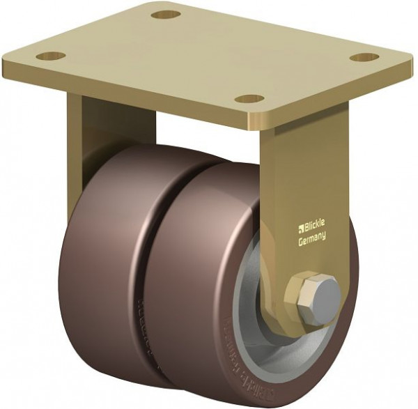 Blickle BSD-GB 100K Stahlgeschweißte Schwerlast-Doppel-Bockrolle, Blickle Besthane®, Braun, 754209