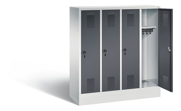 C+P Kindergarten-Spind Evolo, H1300xB1190xT300mm, Farbe: Lichtgrau / Schwarzgrau, 480203-40 S10105