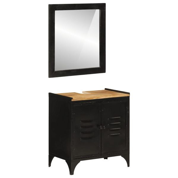 vidaXL 2-tlg. Badmöbel-Set Eisen und Massivholz Mango, 3217109