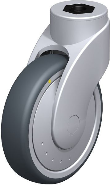Blickle LWGE-TPA 126K-ELS-FK Kunststoff-Lenkrolle WAVE mit Rückenloch, Thermoplastisches Gummi-Elastomer, Grau, 744448