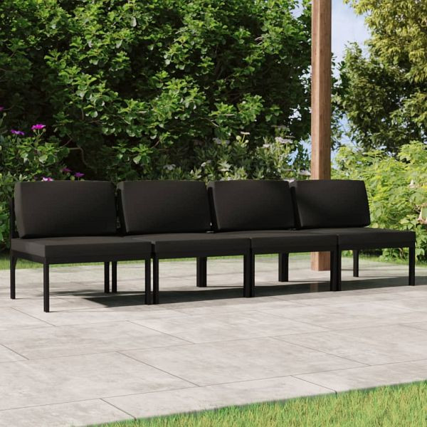 vidaXL Gartensofa 4-Sitzer mit Kissen Aluminium Anthrazit, 3107785
