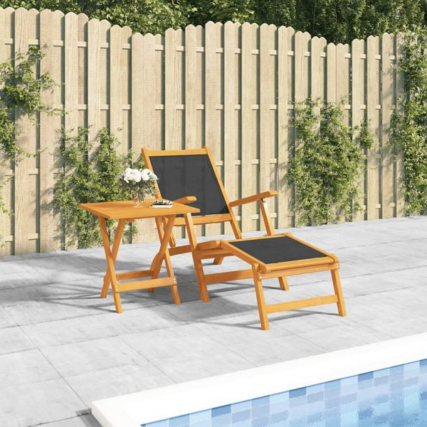 vidaXL Garten-Liegestuhl mit Tisch Massivholz Akazie und Textilene, 3120442