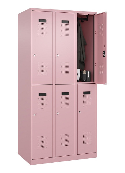 C+P Doppelstöckiger Spind Evolo PLUS, 6 Fächer, 1850x900x500mm, 3015/3015, Zylinderschloss, 049300-30 S10051