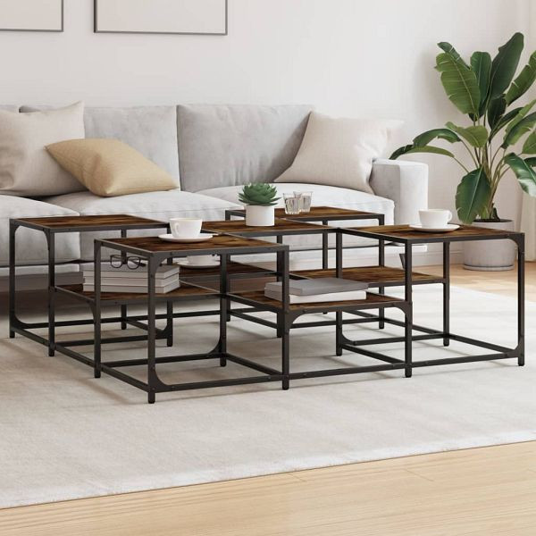 vidaXL Couchtisch Räuchereiche 121x121x40 cm Holzwerkstoff, 839070