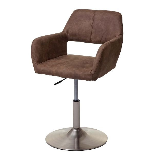 Mendler Esszimmerstuhl HWC-A50 III, Stuhl Küchenstuhl, Retro 50er Jahre, Stoff/Textil, vintage braun, Fuß gebürstet, 63967
