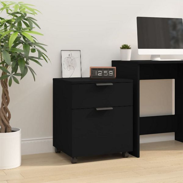 vidaXL Mobiler Aktenschrank mit Rollen Schwarz 45x38x54 cm, 811521