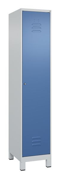 C+P Umkleidespind Classic PLUS mit Mitteltrennwand, Füße, 1950x400x500mm, 7035/5023, Zylinderschloss, 080010-12F S10023